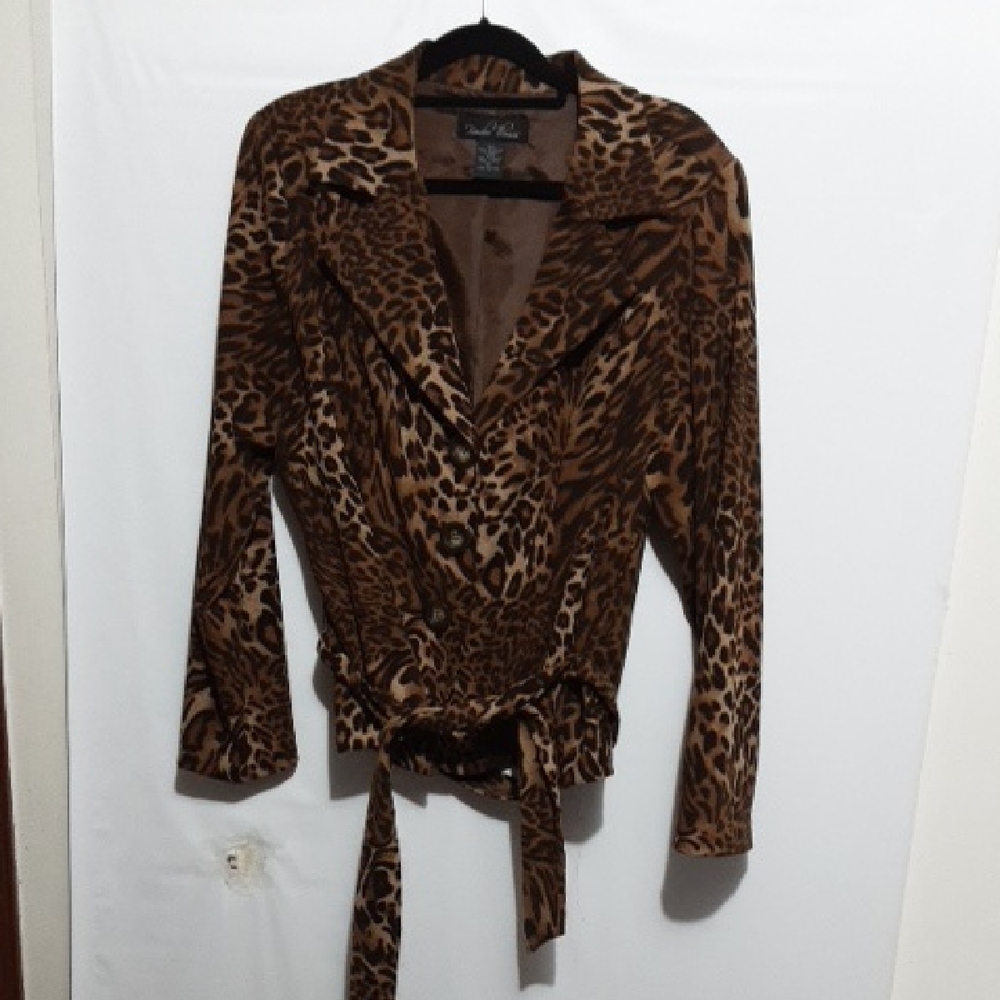 BRANDON THOMAS Women's XL Leopard Print Belted Jacket